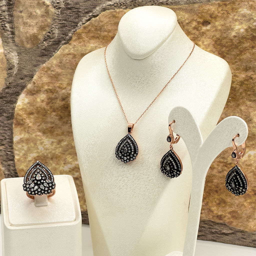 Elmas Montür Rosegold Özel Üretim Gümüş Set Takım - LVRSET07