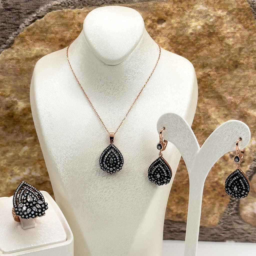 Elmas Montür Rosegold Özel Üretim Gümüş Set Takım - LVRSET07