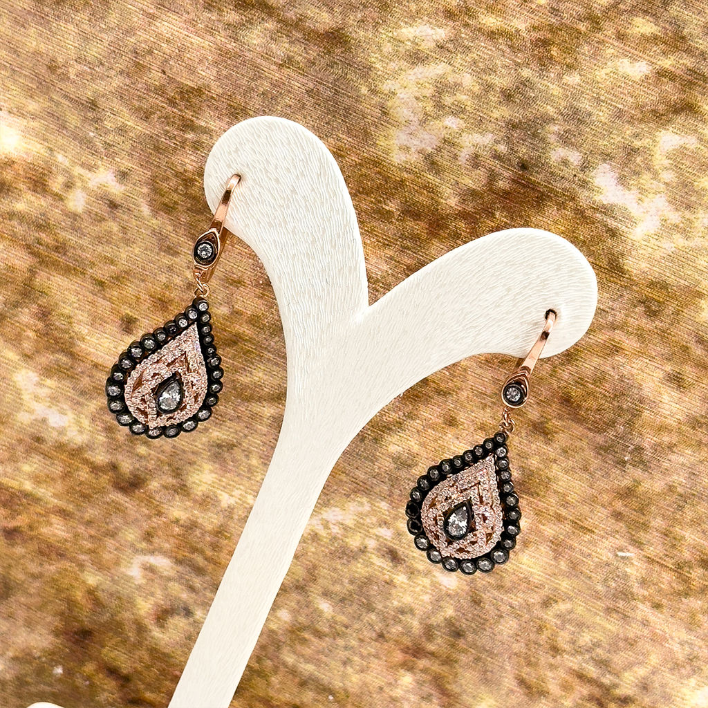 Elmas Montür Rosegold Damla Gümüş Set Takım - LVRSET08