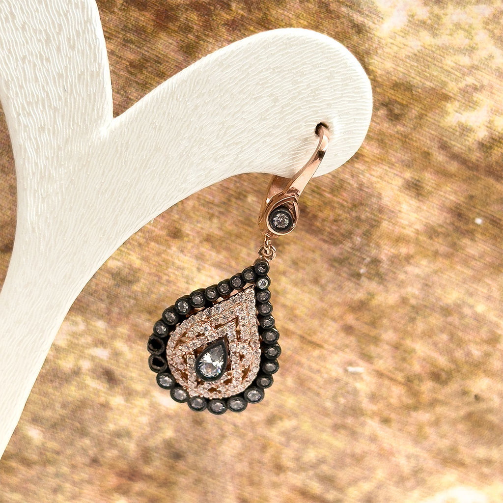 Elmas Montür Rosegold Damla Gümüş Set Takım - LVRSET08