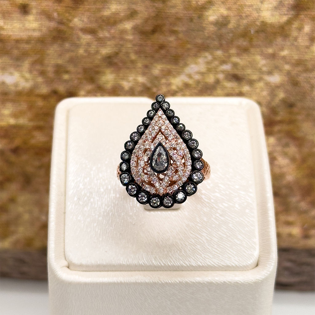 Elmas Montür Rosegold Damla Gümüş Set Takım - LVRSET08