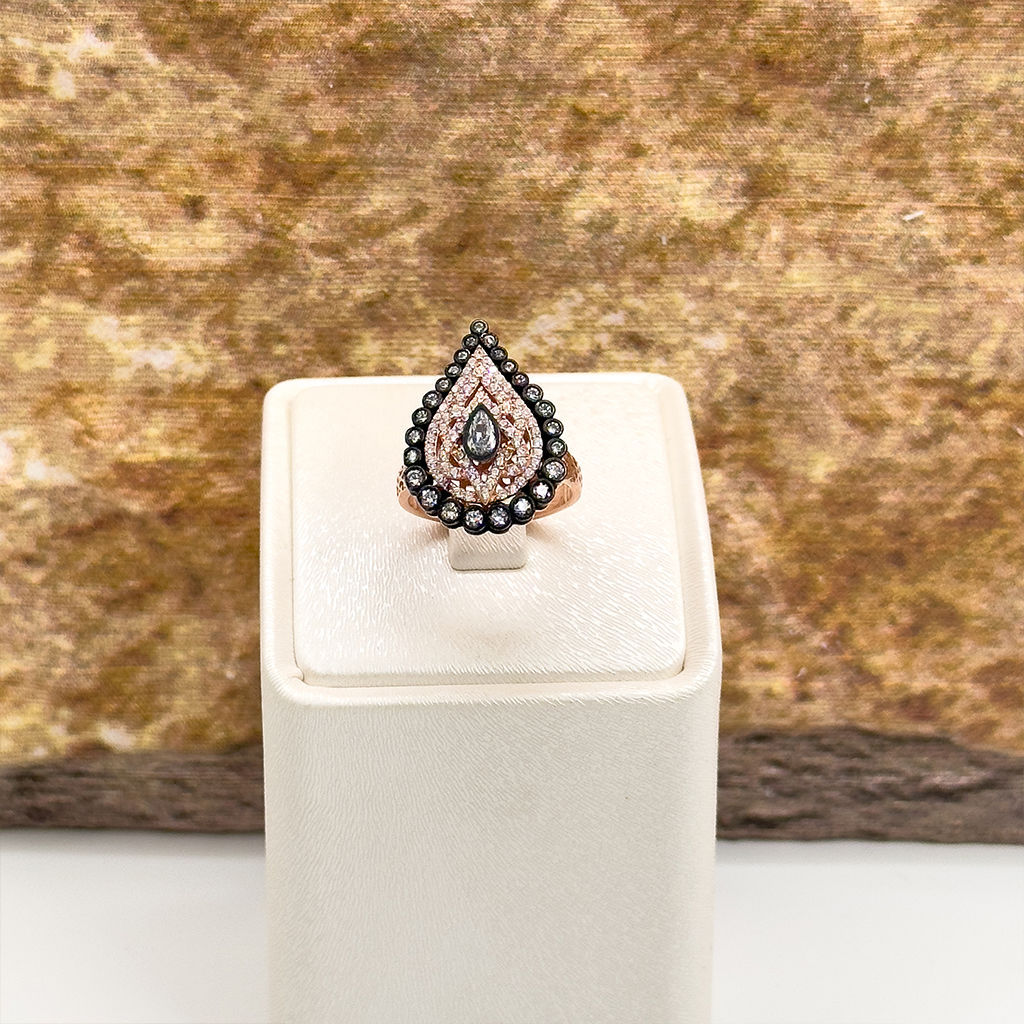 Elmas Montür Rosegold Damla Gümüş Set Takım - LVRSET08