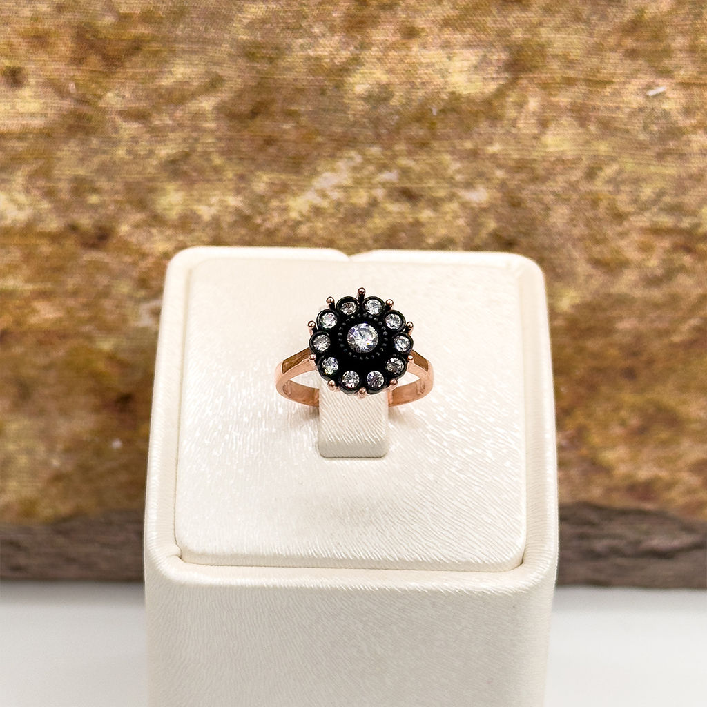 Elmas Montür Rosegold Gül Modeli Gümüş Set Takım