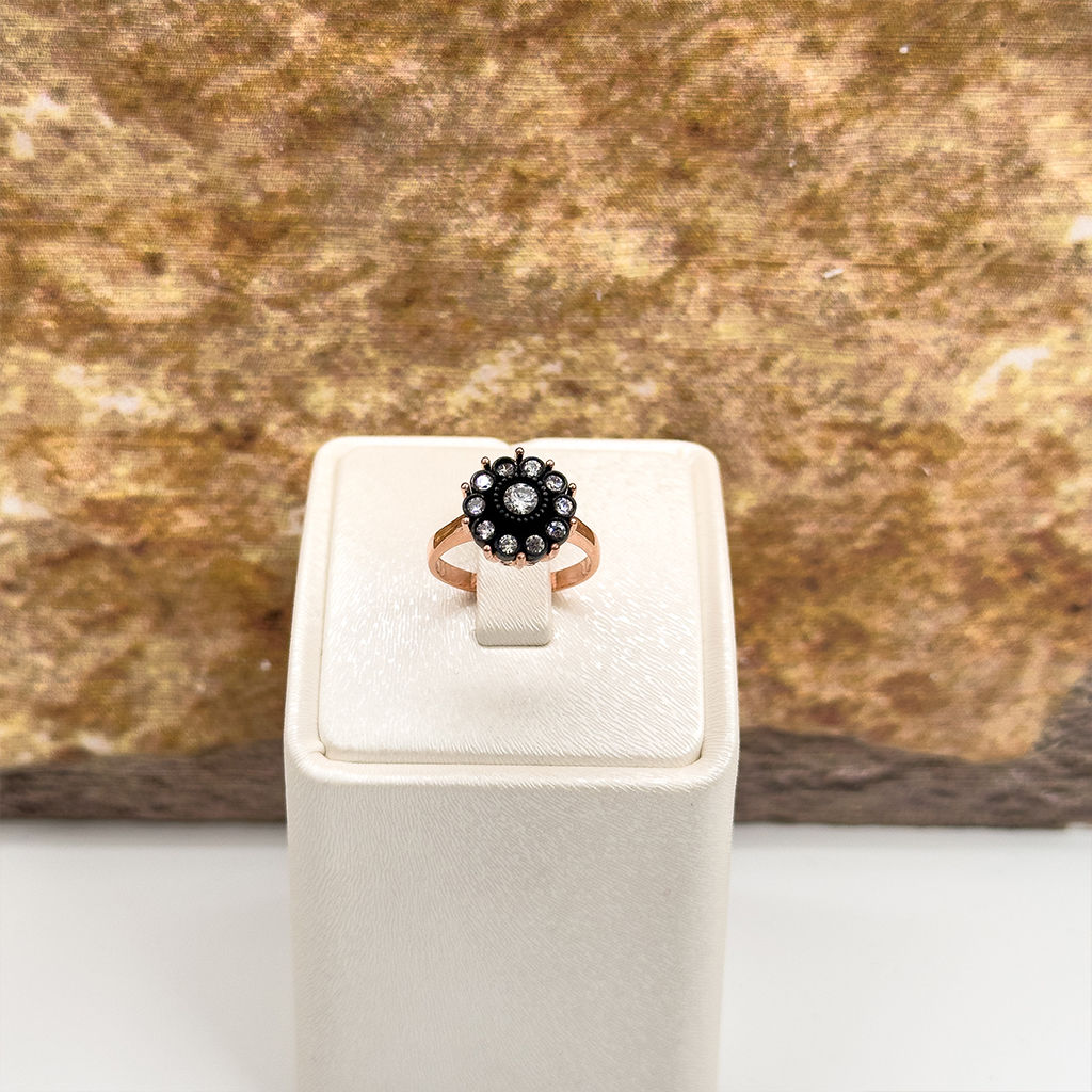 Elmas Montür Rosegold Gül Modeli Gümüş Set Takım