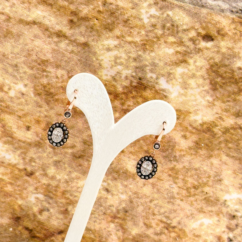 Elmas Montür Rosegold Oval Spor Gümüş Set Takım