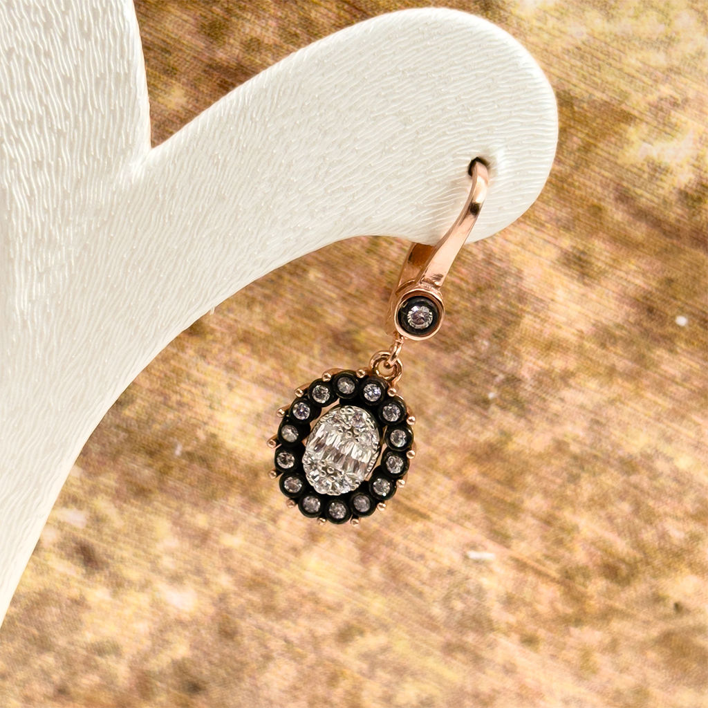 Elmas Montür Rosegold Oval Spor Gümüş Set Takım