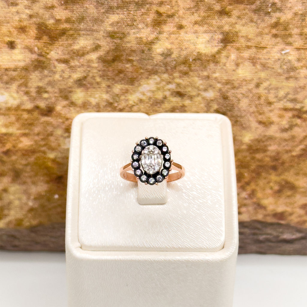 Elmas Montür Rosegold Oval Spor Gümüş Set Takım