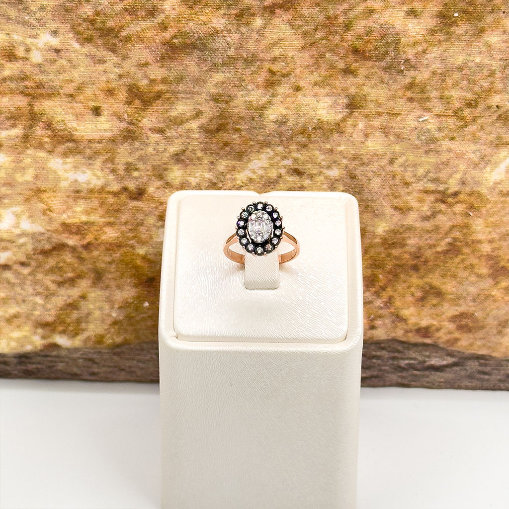 Elmas Montür Rosegold Oval Spor Gümüş Set Takım