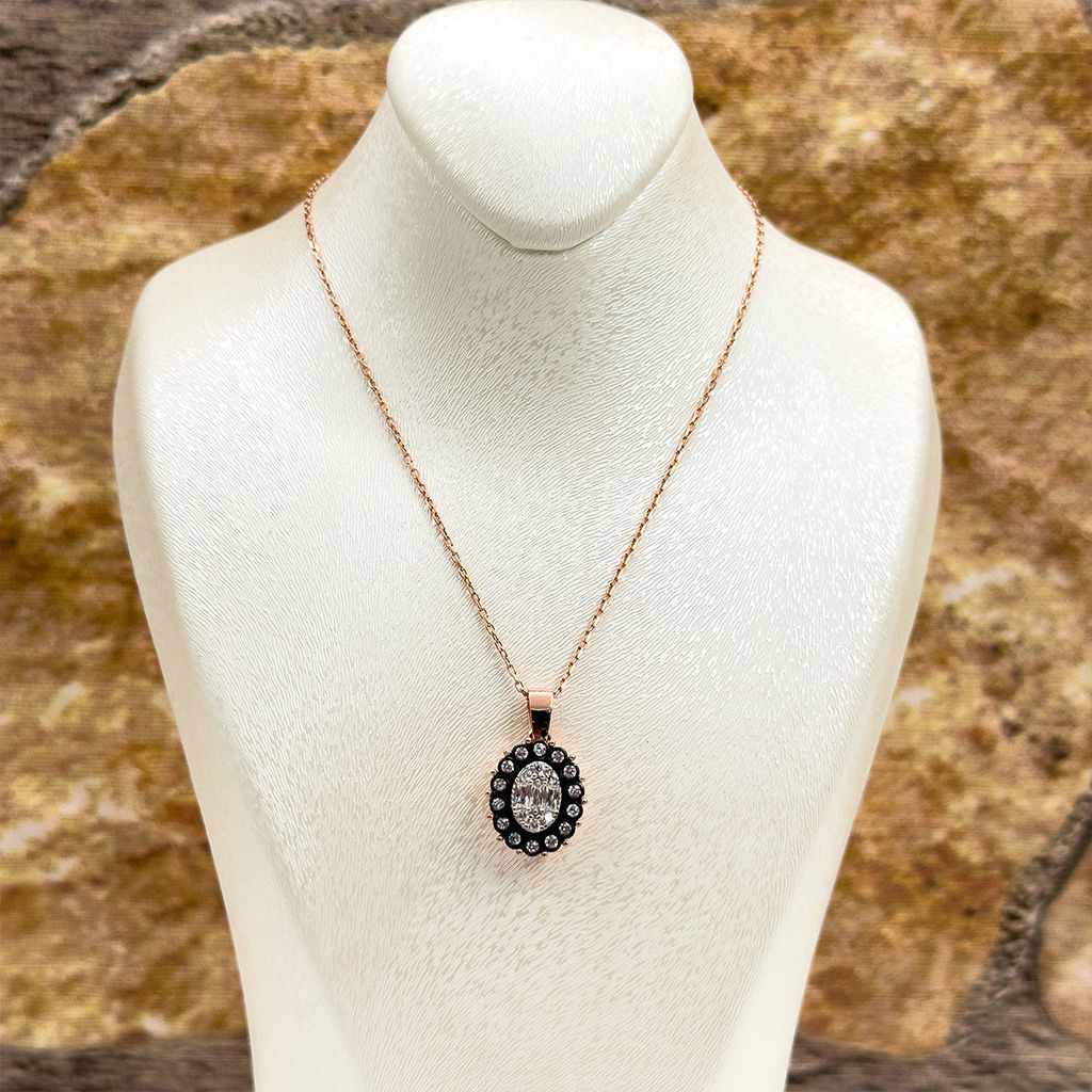 Elmas Montür Rosegold Oval Spor Gümüş Set Takım