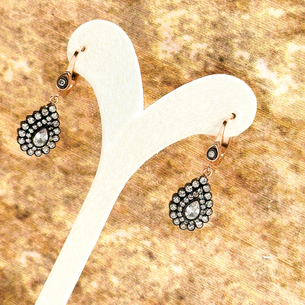 Elmas Montür Rosegold Damla Gümüş Set Takım - LVRSET11