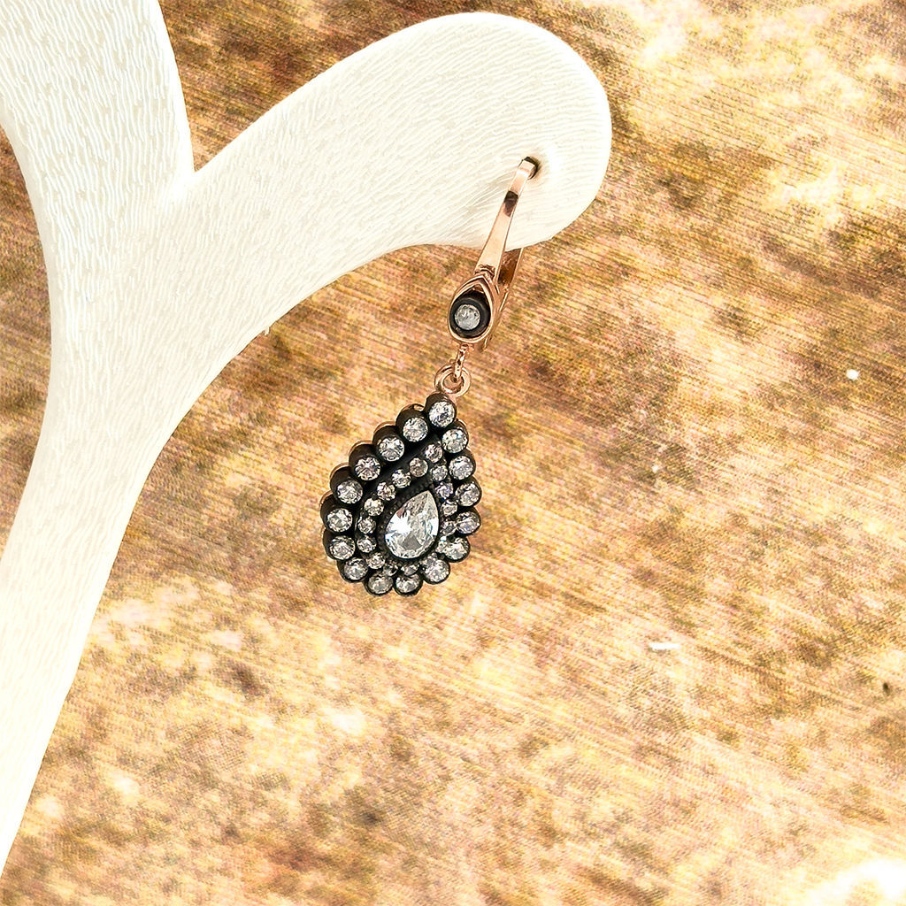 Elmas Montür Rosegold Damla Gümüş Set Takım - LVRSET11