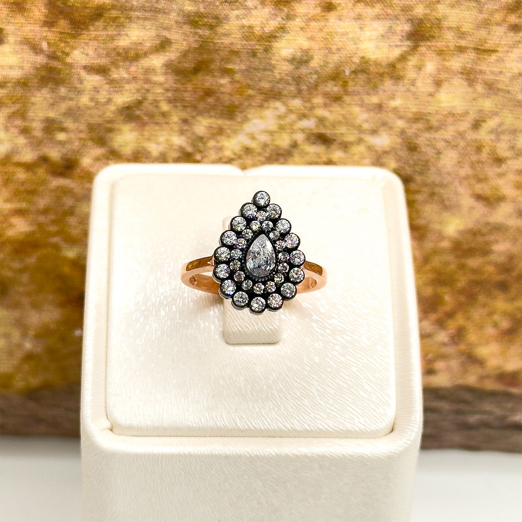 Elmas Montür Rosegold Damla Gümüş Set Takım - LVRSET11