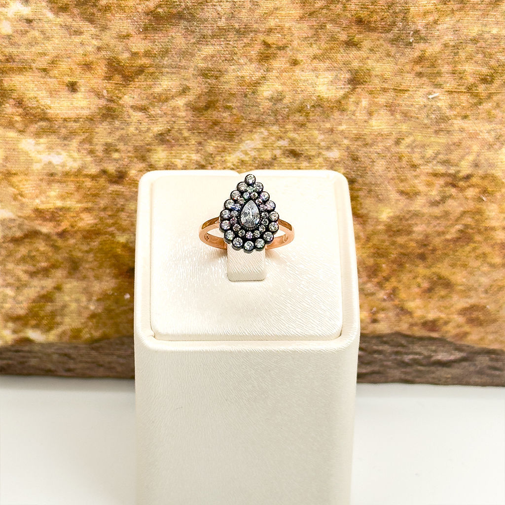 Elmas Montür Rosegold Damla Gümüş Set Takım - LVRSET11