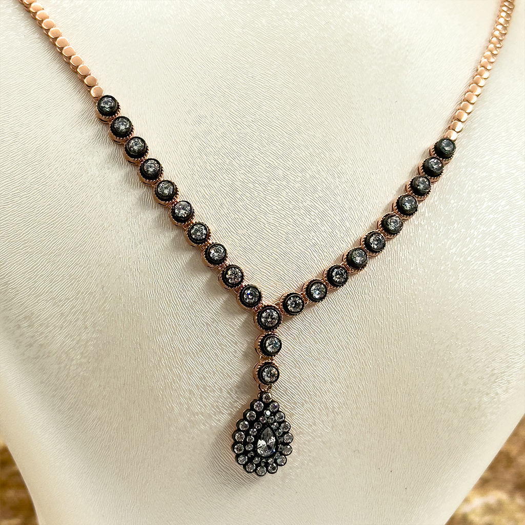 Elmas Montür Rosegold Damla Gümüş Set Takım - LVRSET11