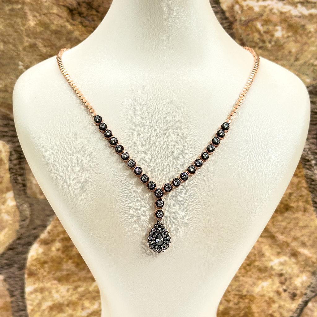 Elmas Montür Rosegold Damla Gümüş Set Takım - LVRSET11