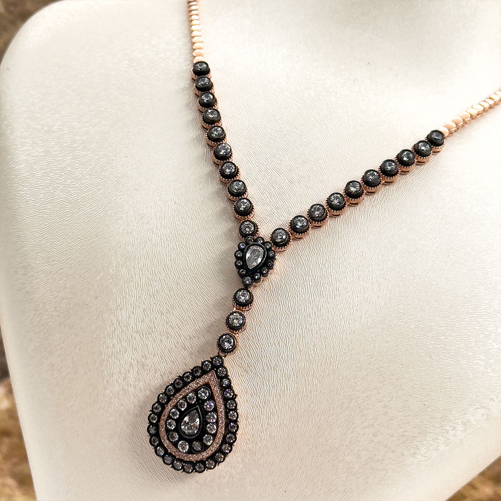 Elmas Montür Rosegold Özel Üretim Gümüş Set Takım - LVRSET12