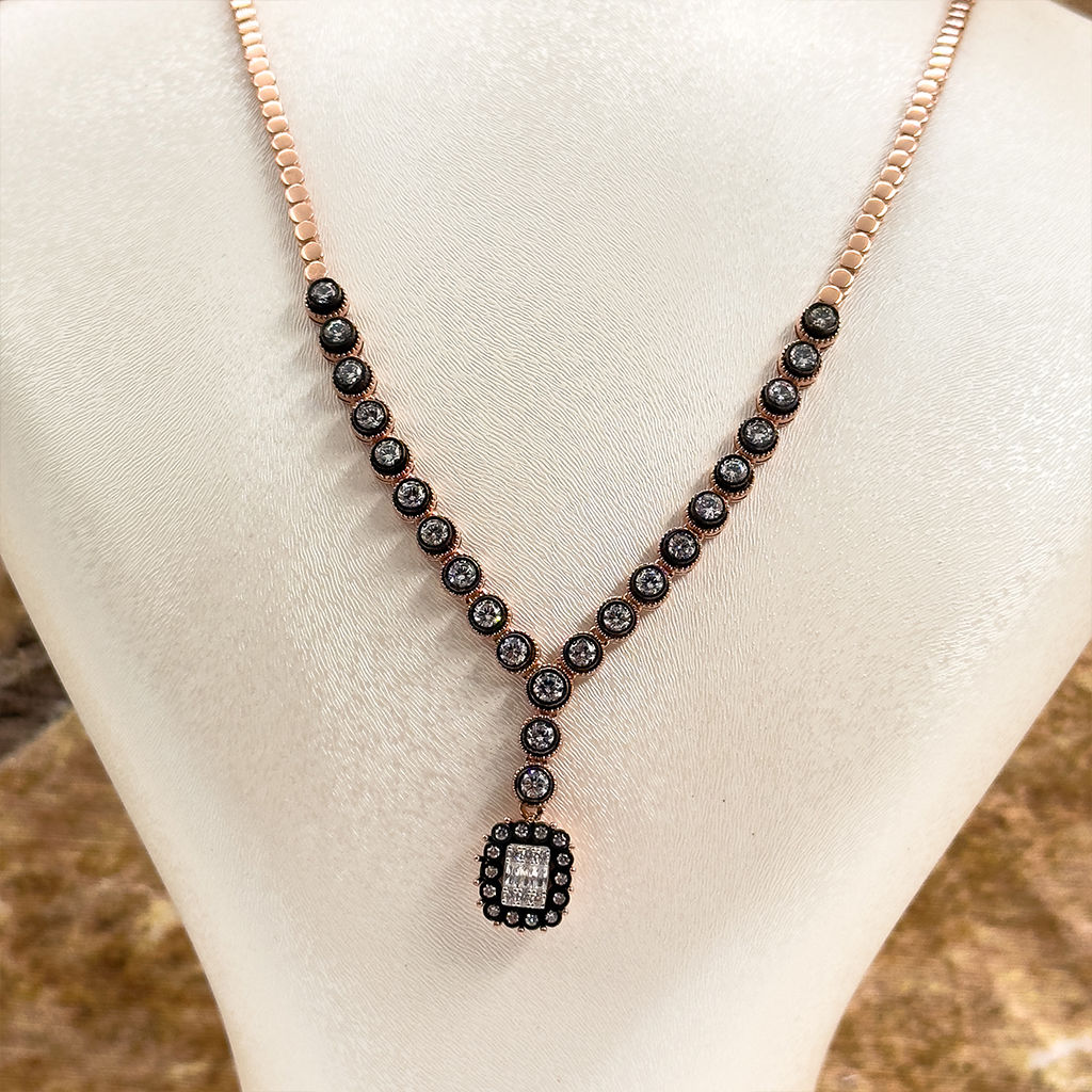 Elmas Montür Rosegold Baget Tasarım Gümüş Set Takım