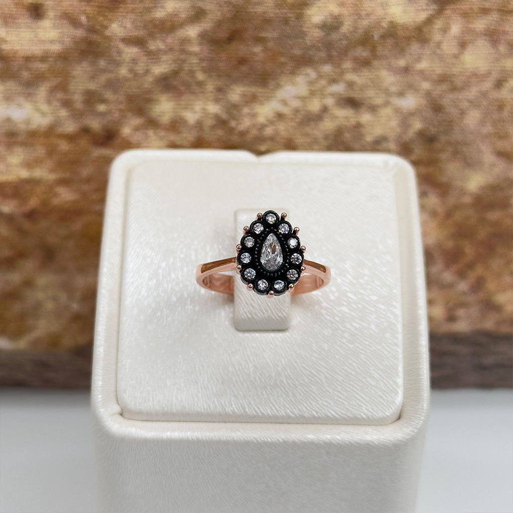 Elmas Montür Rosegold Su Yolu Damla Gümüş Set Takım