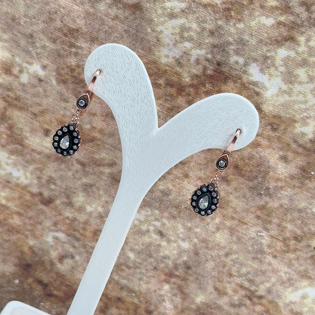 Elmas Montür Rosegold Su Yolu Damla Gümüş Set Takım