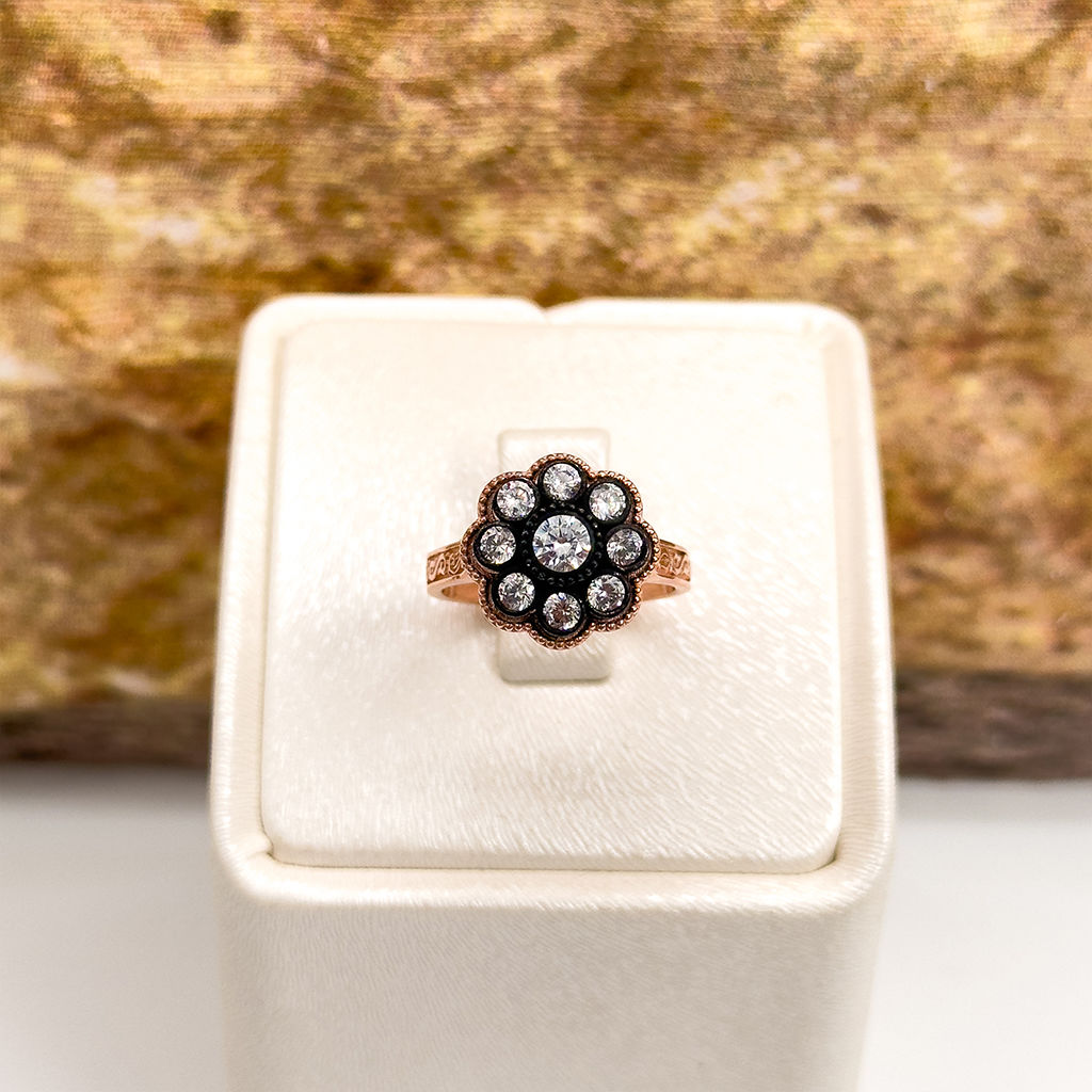 Elmas Montür Rosegold Klasik Gül Gümüş Set Takım