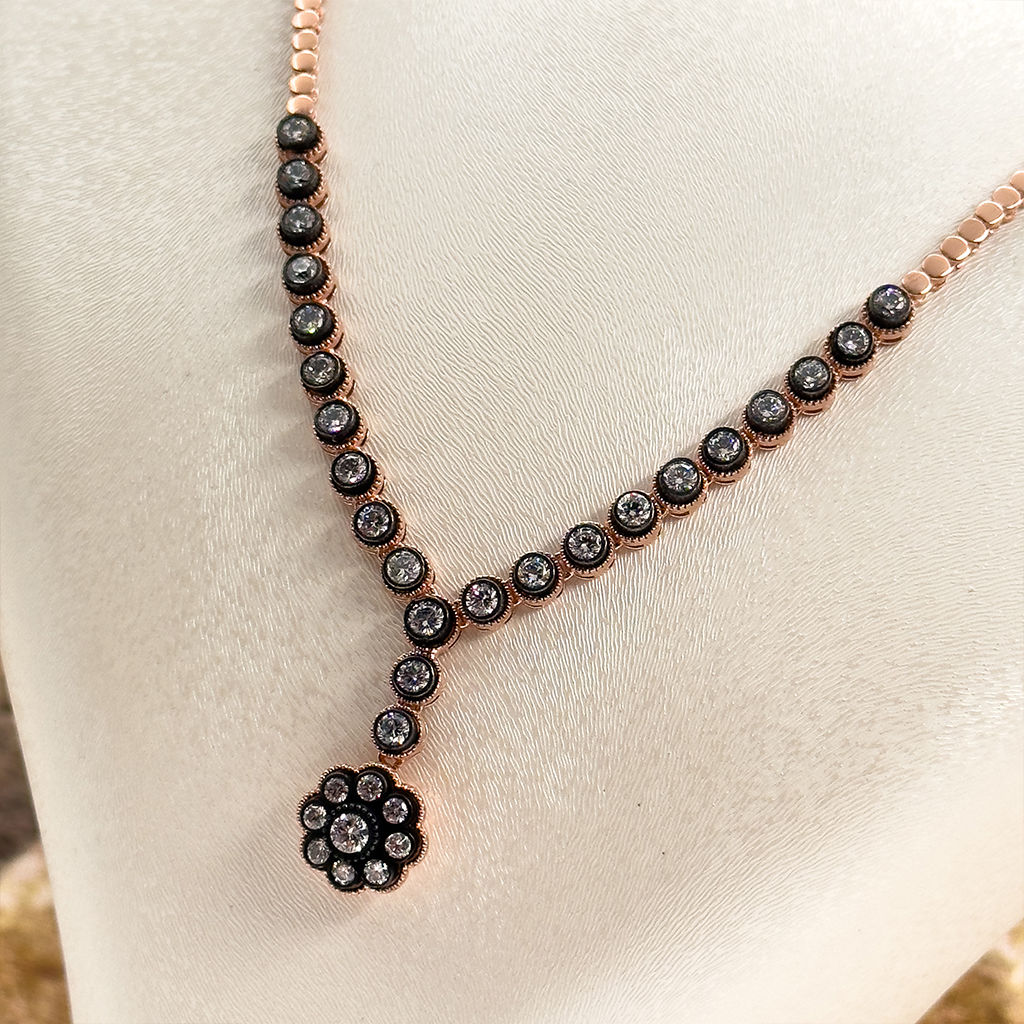 Elmas Montür Rosegold Klasik Gül Gümüş Set Takım