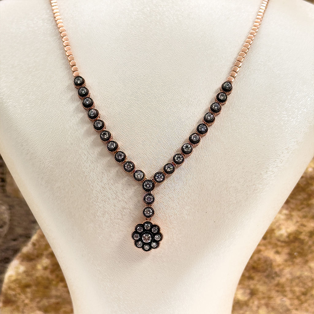 Elmas Montür Rosegold Klasik Gül Gümüş Set Takım