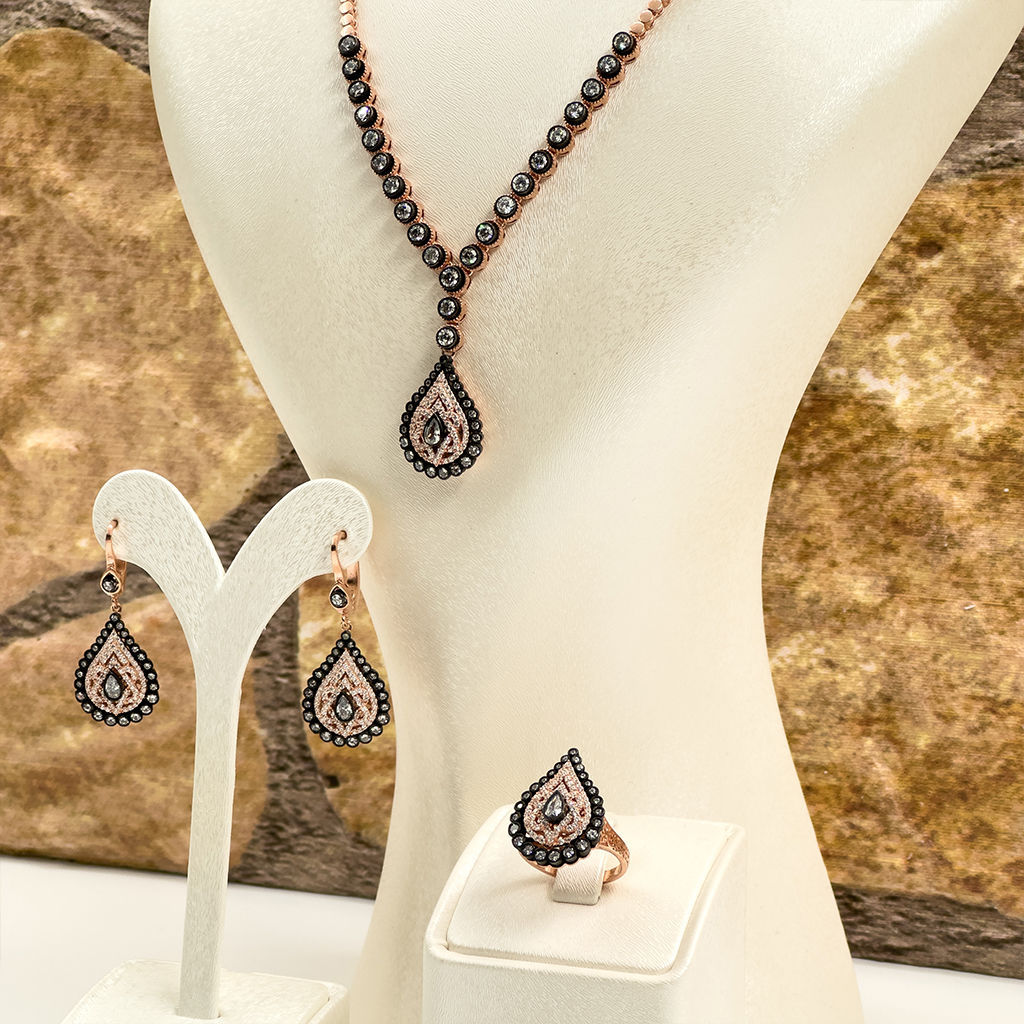 Elmas Montür Rosegold Özel Üretim Gümüş Set Takım - LVRSET16