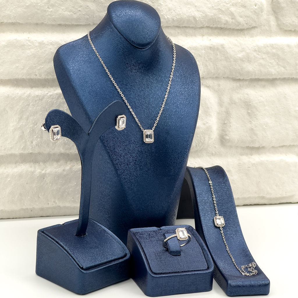 Baget Taşlı 4'lü Gümüş Set Takım