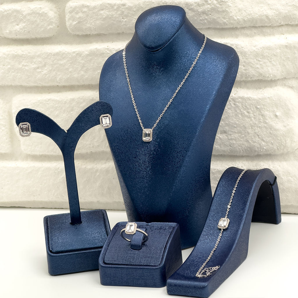 Baget Taşlı 4'lü Gümüş Set Takım