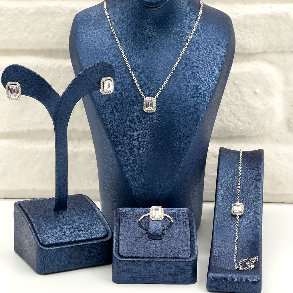 Baget Taşlı 4'lü Gümüş Set Takım