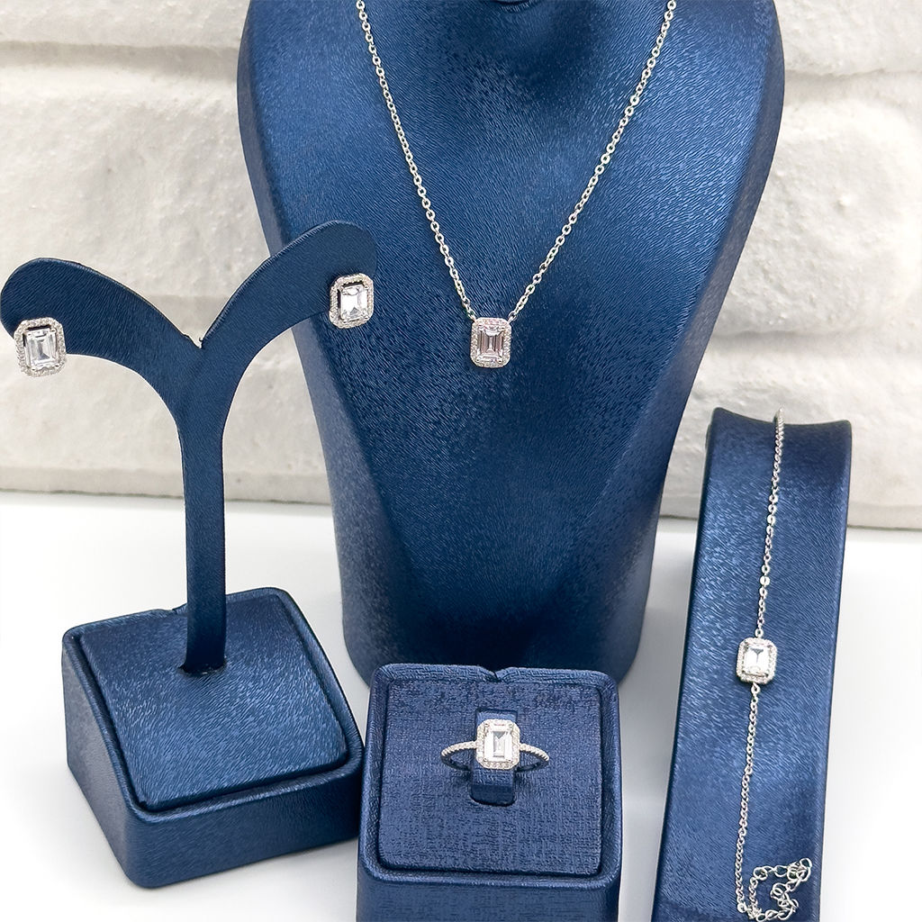 Baget Taşlı 4'lü Gümüş Set Takım