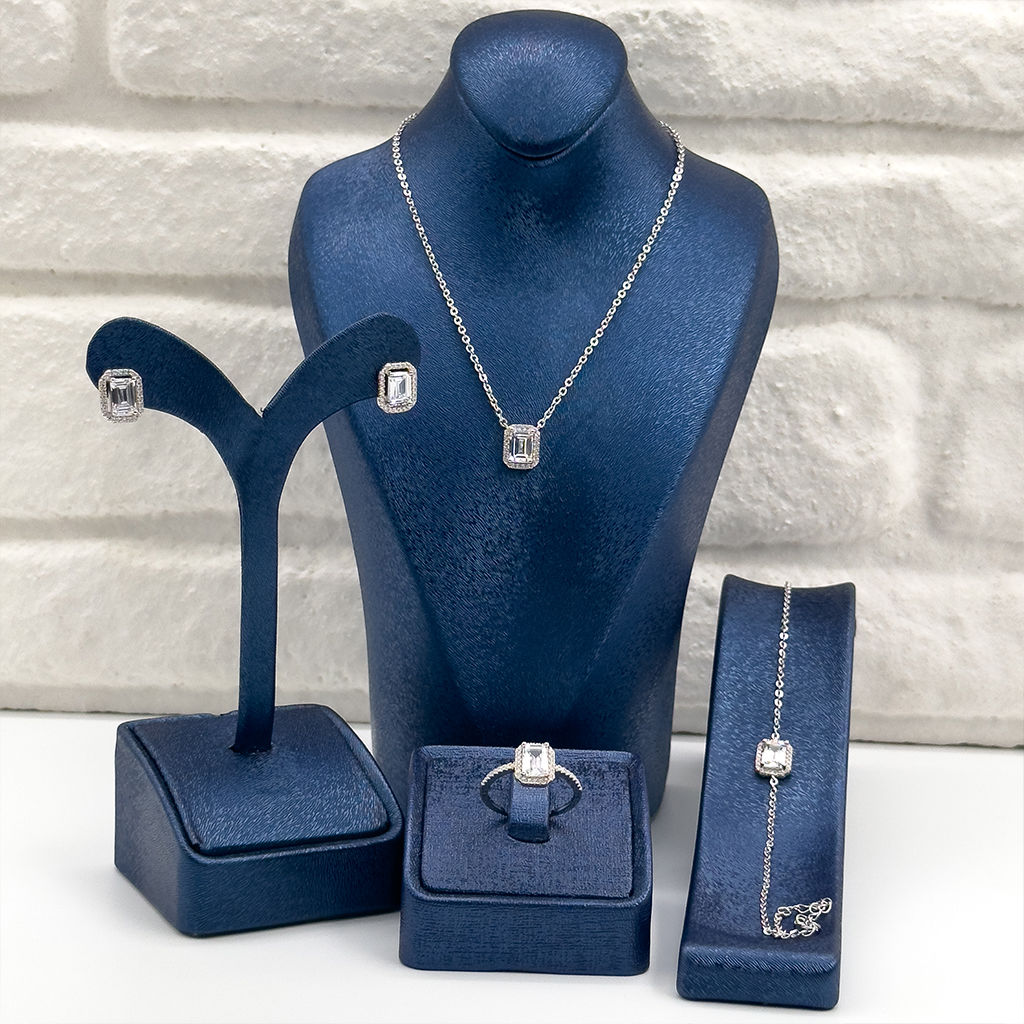 Baget Taşlı 4'lü Gümüş Set Takım