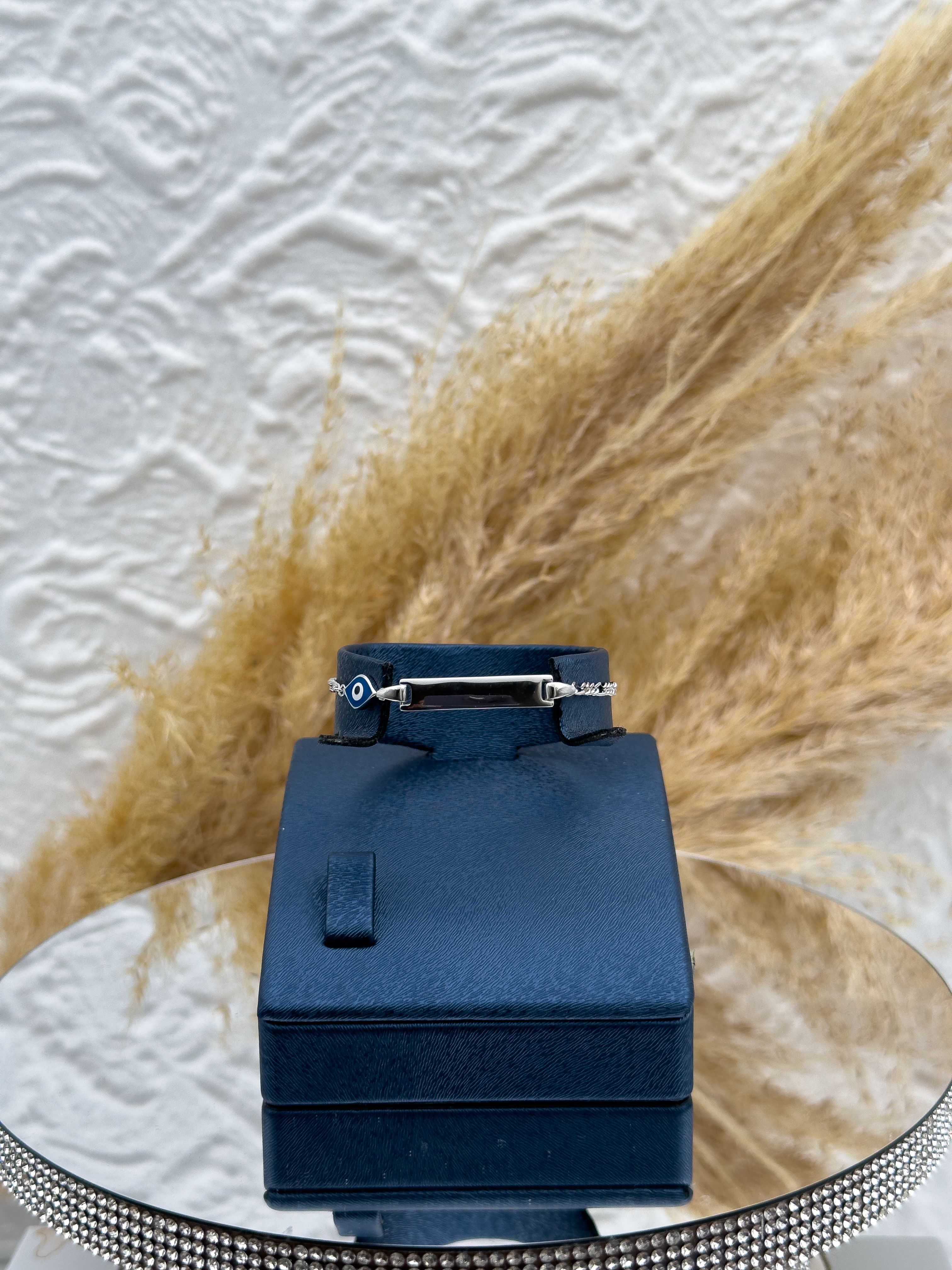 925 Ayar Gümüş Nazar Boncuklu İsim Yazılabilir Çocuk Künye – Kişiye Özel Gümüş Çocuk Bileklik