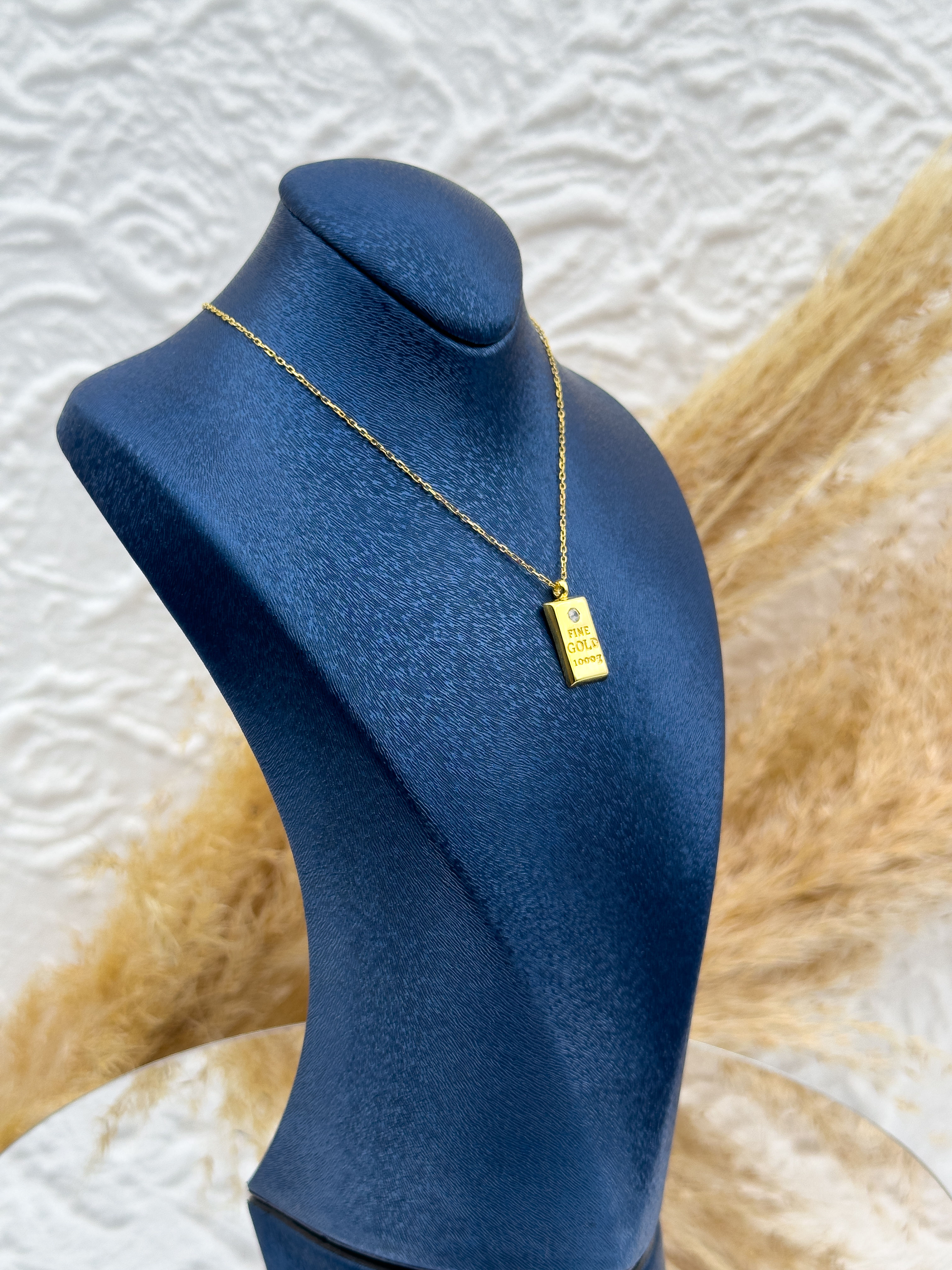 925 Ayar Gümüş Gold Renk Gram Kolye – Altın Görünümlü Özel Tasarım