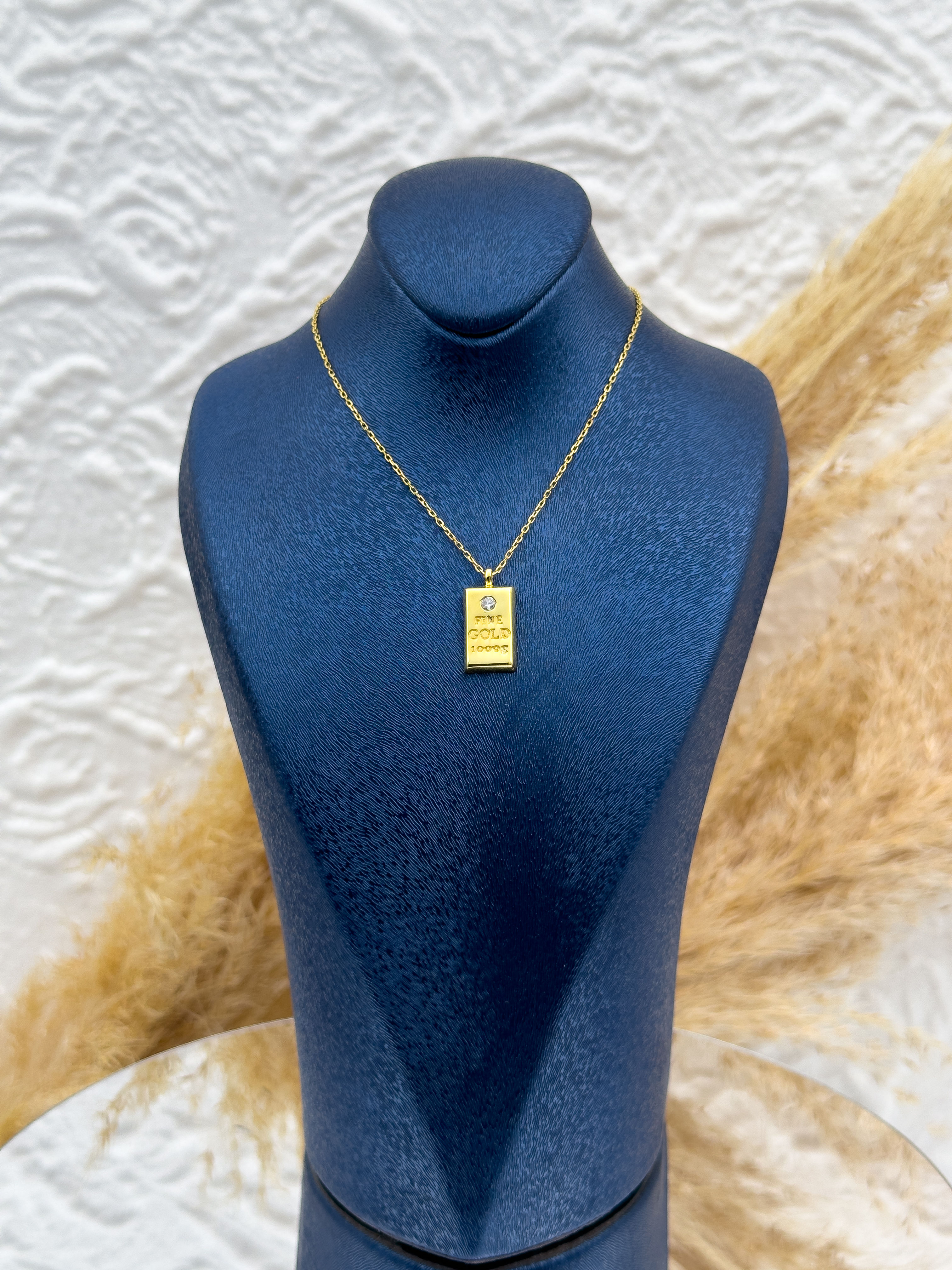 925 Ayar Gümüş Gold Renk Gram Kolye – Altın Görünümlü Özel Tasarım