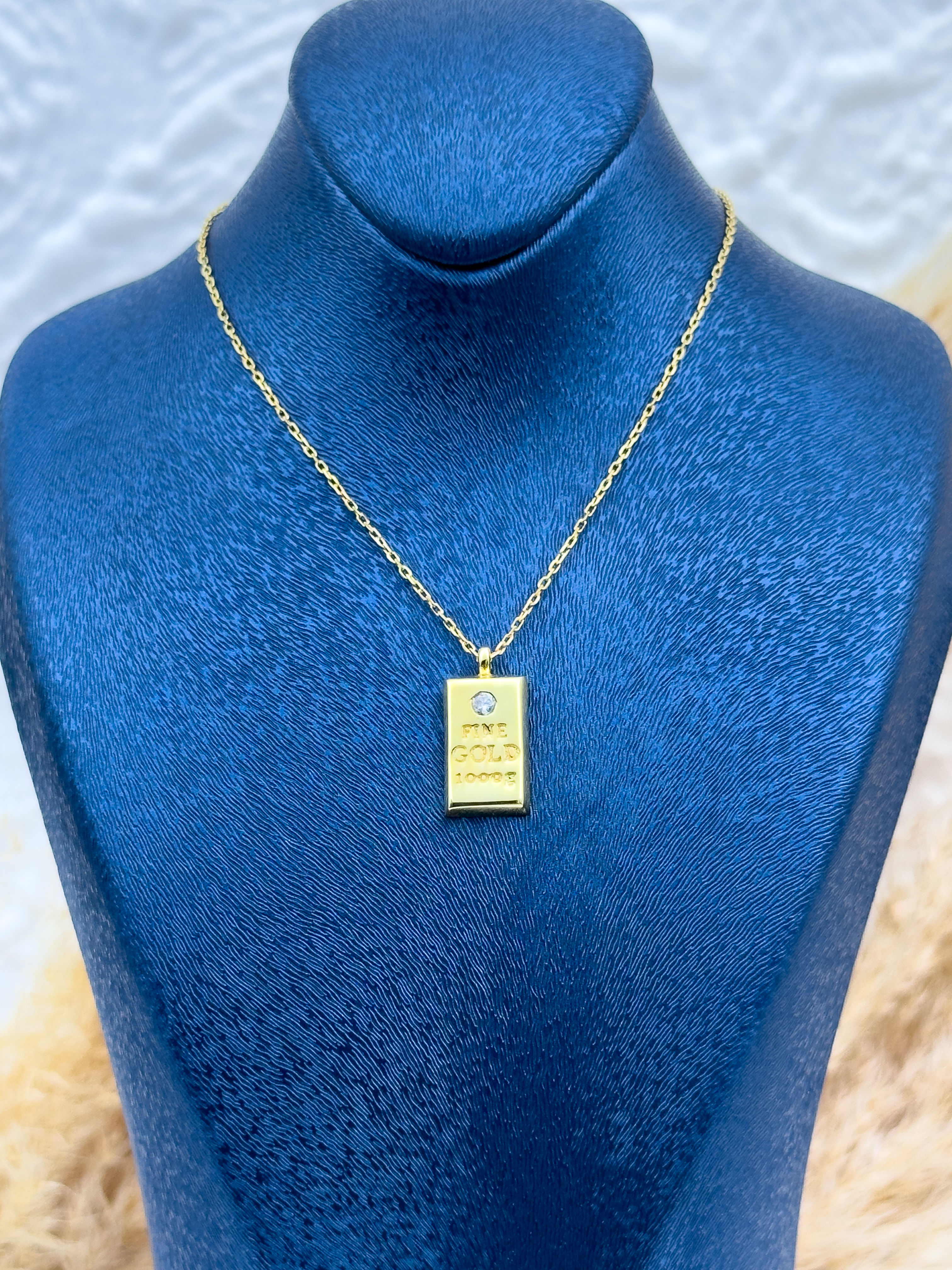 925 Ayar Gümüş Gold Renk Gram Kolye – Altın Görünümlü Özel Tasarım