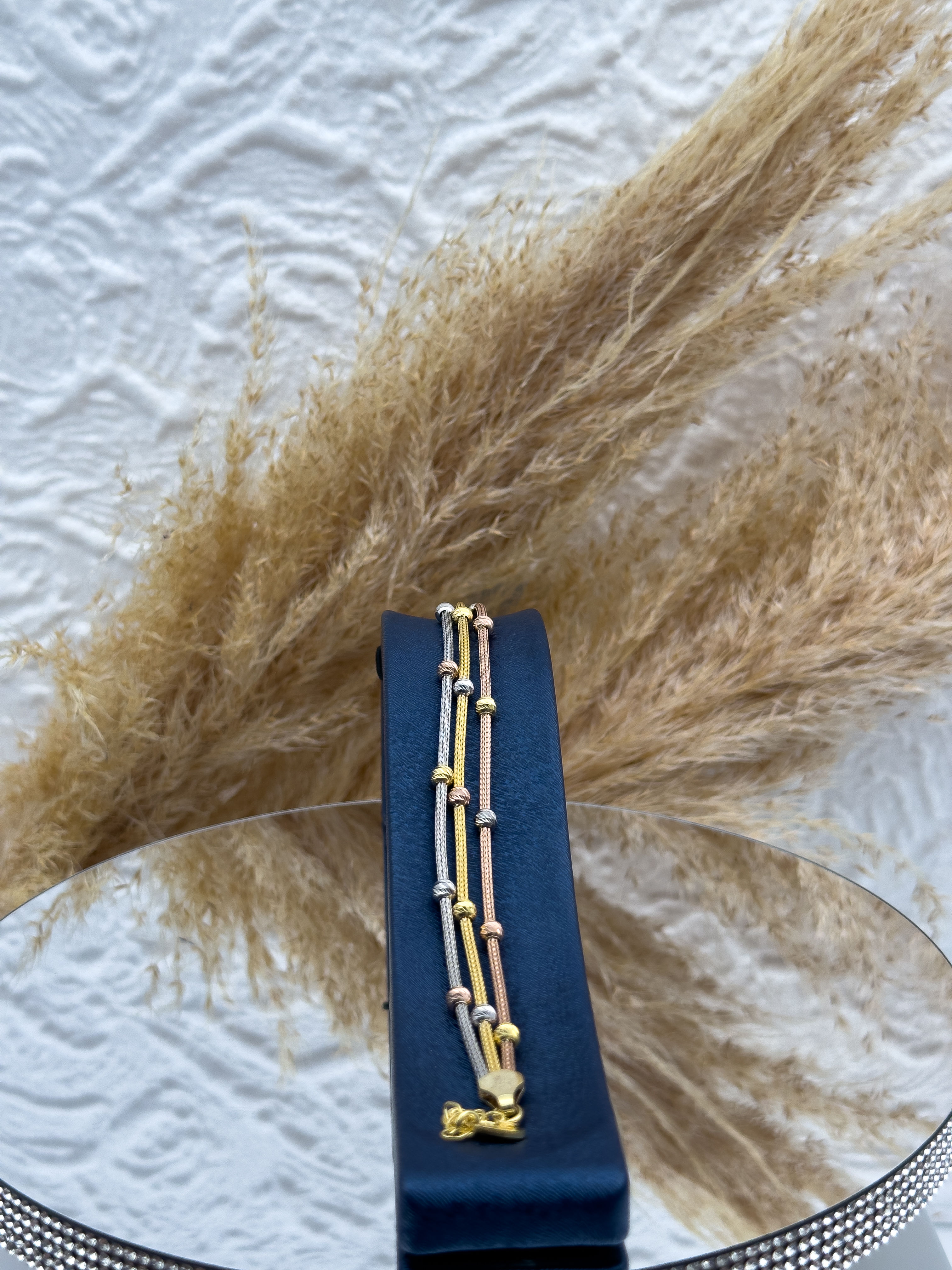 925 Ayar Gümüş 3 Renk Dorika Toplu Kadın Bileklik – Zarif Şık Tasarım