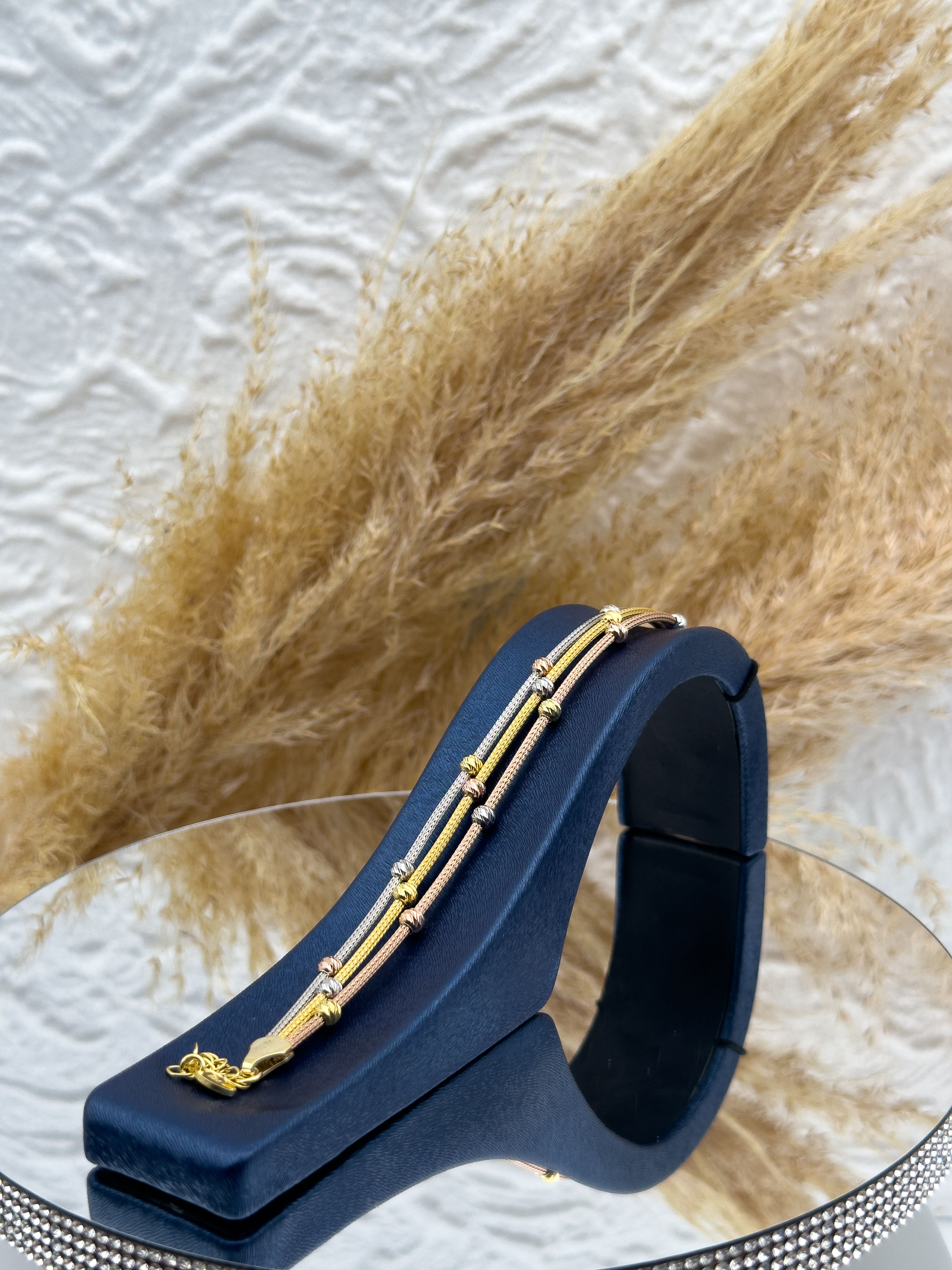 925 Ayar Gümüş 3 Renk Dorika Toplu Kadın Bileklik – Zarif Şık Tasarım