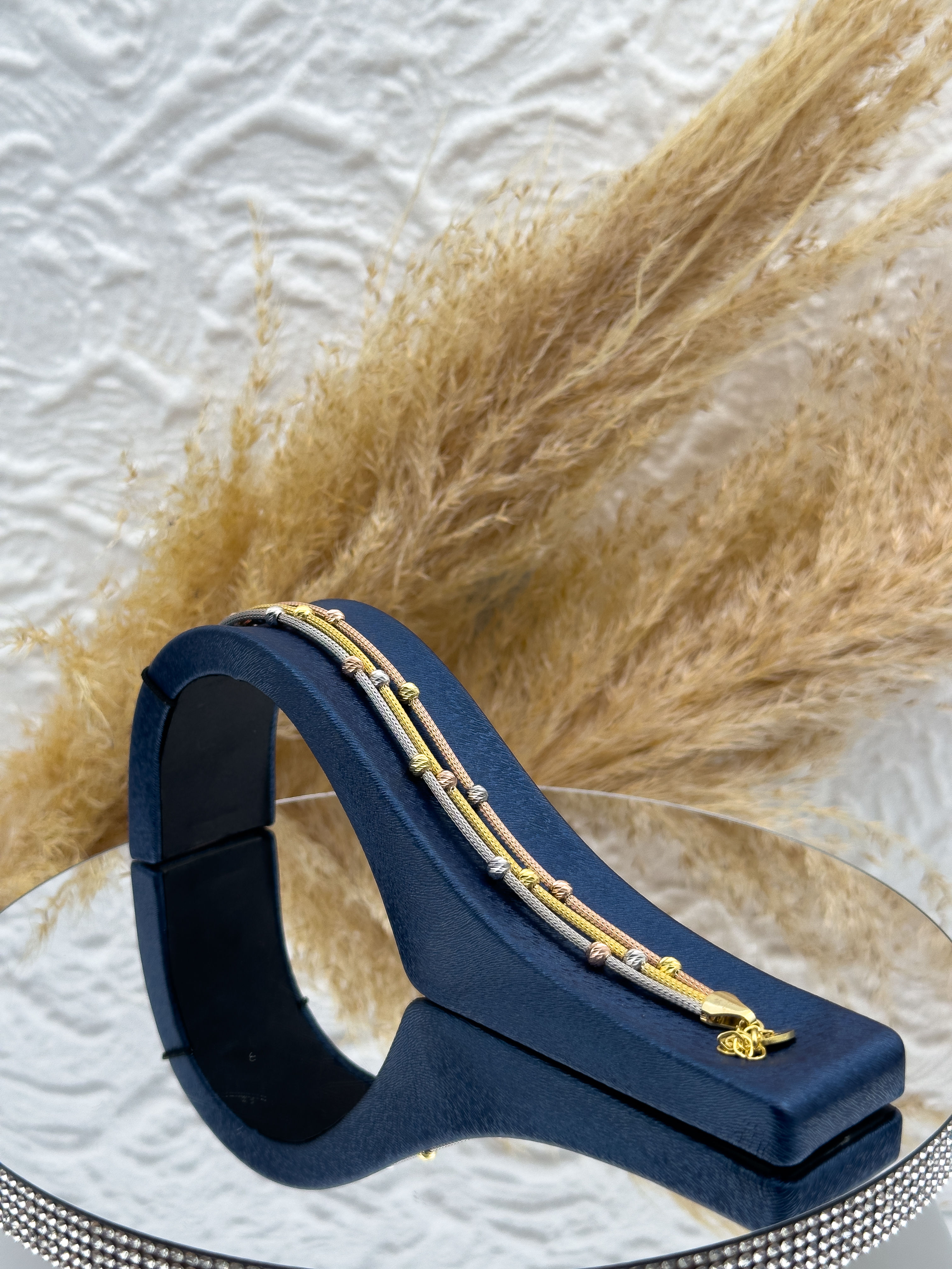 925 Ayar Gümüş 3 Renk Dorika Toplu Kadın Bileklik – Zarif Şık Tasarım