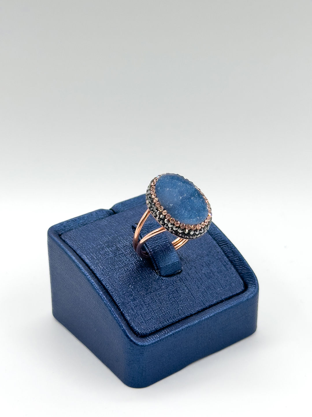 Aquamarin Taşlı Rose Renk Kadın Gümüş Yüzük