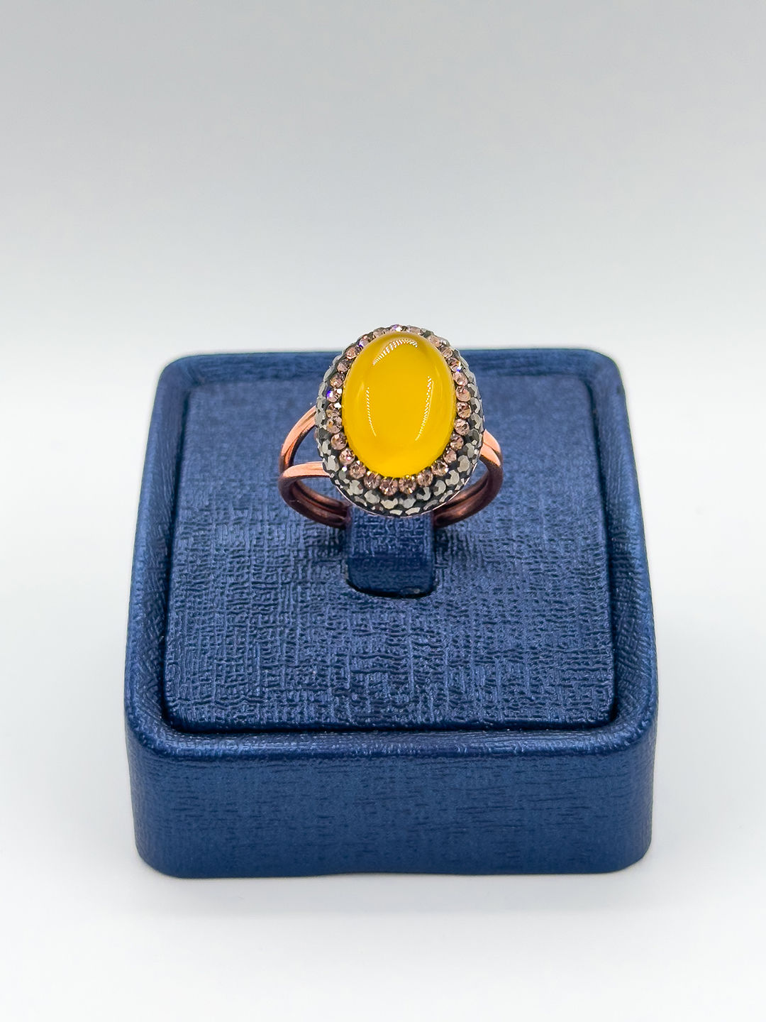 Rose Renk Kehribar Taşlı Kadın Gümüş Yüzük - Kehribar Yüzük