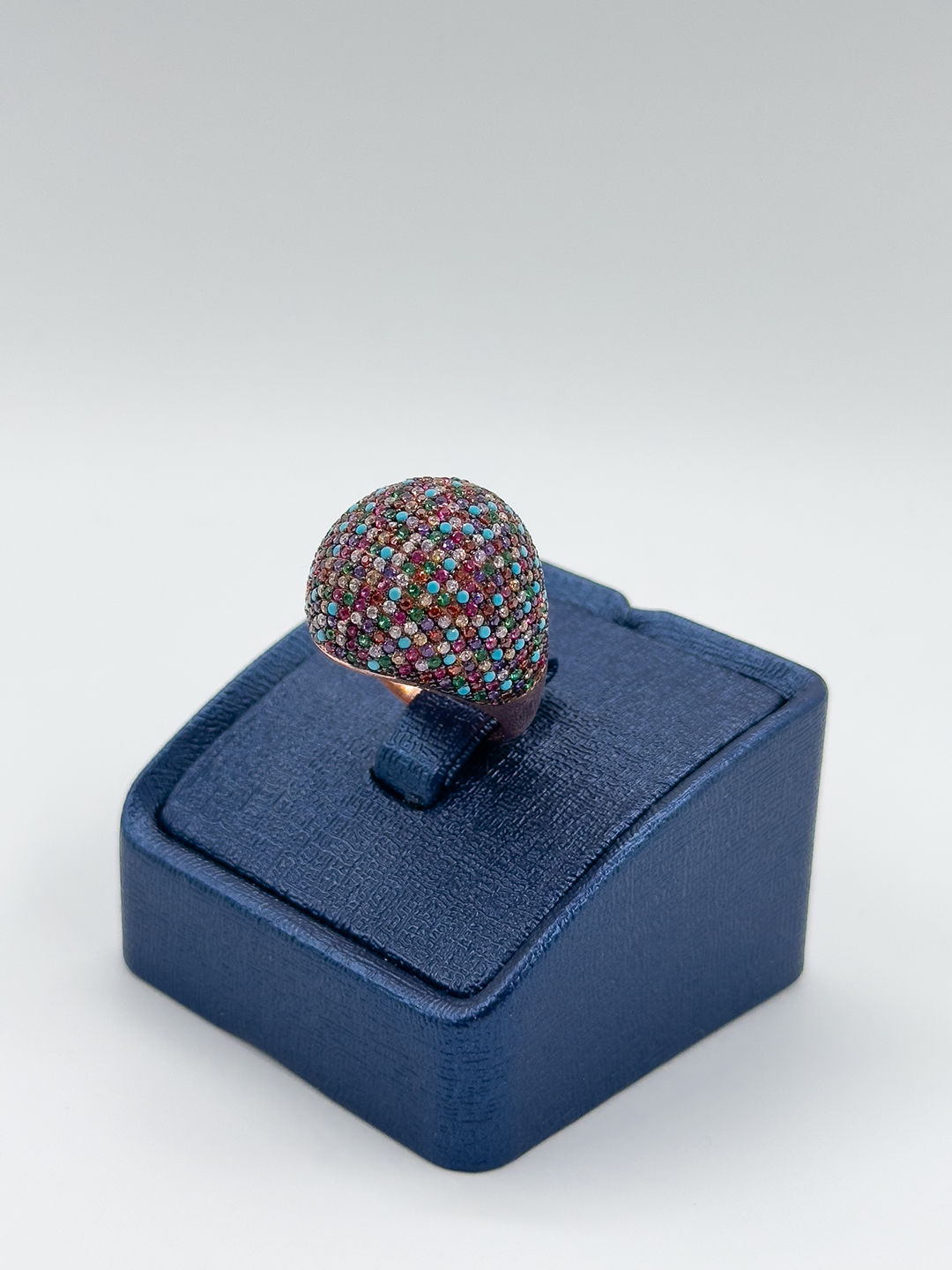 Mix Taşlı Rose Renk Kadın Gümüş Yüzük