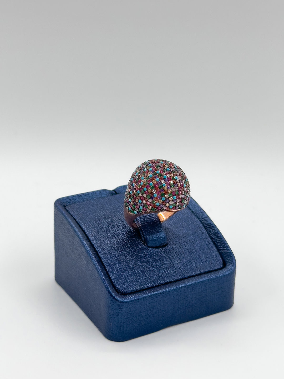 Mix Taşlı Rose Renk Kadın Gümüş Yüzük