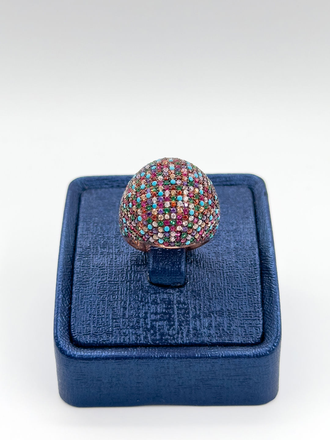 Mix Taşlı Rose Renk Kadın Gümüş Yüzük