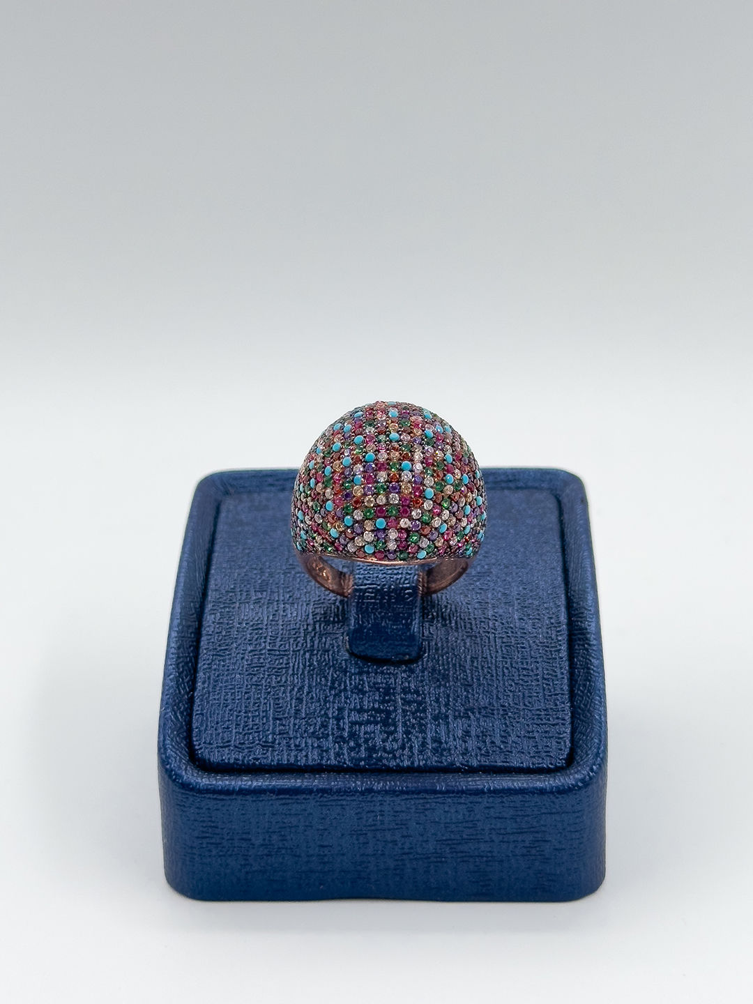 Mix Taşlı Rose Renk Kadın Gümüş Yüzük