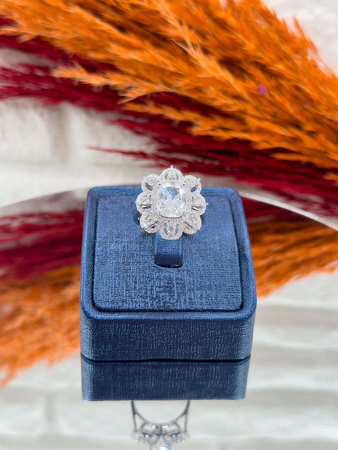 925 Ayar Gümüş Pırlanta Montürlü Zirkon Taşlı Baget Popüler Kadın Yüzük