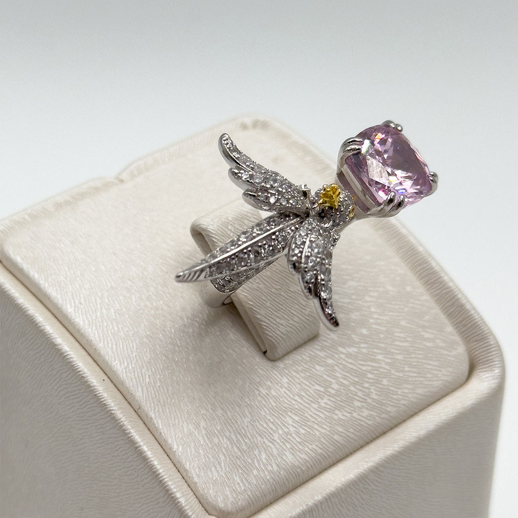 Pembe Kuvars Özel Üretim Gümüş Yüzük