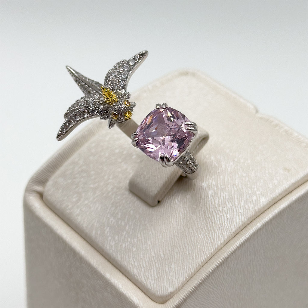 Pembe Kuvars Özel Üretim Gümüş Yüzük