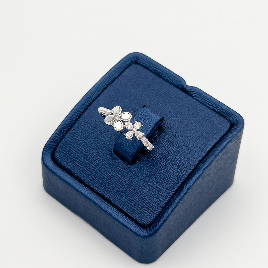 İkili Çiçek Model Gümüş Yüzük