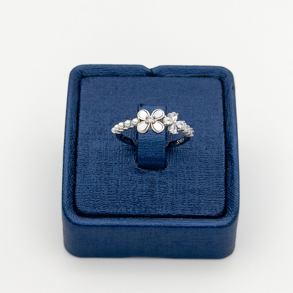 İkili Çiçek Model Gümüş Yüzük